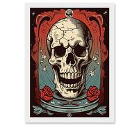 Artery8 Cracked Skull in a Glass Jar Tattoo Ink Body Art Rockabilly Americana 50s Artwork Framed A3 Wall Art Print