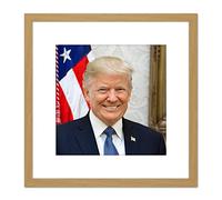 Artery8 Craighead Portrait US President Donald Trump Photo 8X8 Inch Square Wooden Framed Wall Art Print Picture with Mount