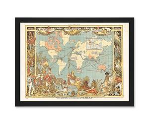 Artery8 Crane 1886 Pictorial Map British Empire World Colonial Brittania Artwork Framed A3 Wall Art Print