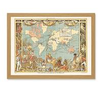 Artery8 Crane 1886 Pictorial Map British Empire World Colonial Brittania Artwork Framed Wall Art Print A4