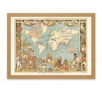 Artery8 Crane 1886 Pictorial Map British Empire World Colonial Brittania Artwork Framed Wall Art Print A4