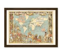 Artery8 Crane 1886 Pictorial Map British Empire World Colonial Brittania Artwork Framed Wall Art Print A4