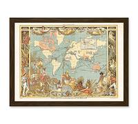 Artery8 Crane 1886 Pictorial Map British Empire World Colonial Brittania Artwork Framed Wall Art Print A4