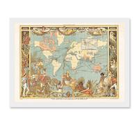 Crane 1886 Pictorial Map British Empire World Colonial Brittania Artwork Framed Wall Art Print A4 Artery8 White One Size