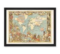 Artery8 Crane 1886 Pictorial Map British Empire World Colonial Brittania Artwork Framed Wall Art Print A4
