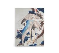 Artery8 Cranes On A Snowy Tree Canvas Wall Art Print Katsushika Hokusai in Blue | Size: W12" x H16" Artery8 Blue W12" x H16"