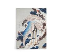 Artery8 Cranes On A Snowy Tree Canvas Wall Art Print Vintage Japan : Artwork by Hokusai 18x24 Peaceful winter landscape creating harmony in hallways or minimalist interiors