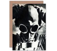 Artery8 Creepy Gas Mask Face Gothic Greetings Card in Black Artery8 Black