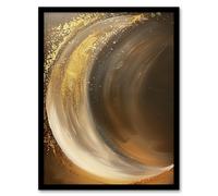 Crescent Moon Gold Orange Grey Abstract Painting Framed Wall Art Artery8 Grey A4