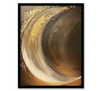 Artery8 Crescent Moon Gold Orange Grey Abstract Painting Living Room Artwork Framed Wall Art Print 18X24 Inch