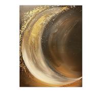 Crescent Moon Gold Orange Grey Abstract Painting Wall Art Print Artery8 Grey W24 inch x H32 inch