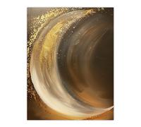 Crescent Moon Gold Orange Grey Abstract Painting Wall Art Print Artery8 Grey W24 inch x H32 inch