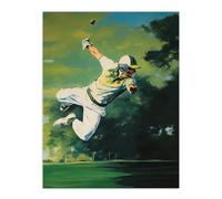 Artery8 Cricket Match Outfield Diving Catch Watercolour Artwork For Him Fan Man Cave Large Wall Art Poster Print Thick Paper 18X24 Inch