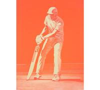 Artery8 Cricket Player Flick Shot Sport Artwork Orange Monochrome Athlete Portrait Large Wall Art Poster Print Thick Paper 18X24 Inch