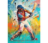 Artery8 Cricket Shot Vibrant Cricketer Batsman Portrait Large Wall Art Poster Print Thick Paper 18X24 Inch