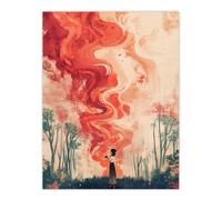 Artery8 Crimson Offering Smoke Signals Surreal Painting Living Room Extra Large XL Wall Art Poster Print