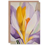 Artery8 Crocus Flower Abstract Watercolour Lilac Orange Greeting Birthday Card Him Her All Blank