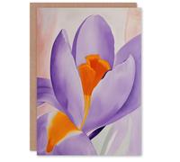 Artery8 Crocus Flower Orange Lilac Abstract Watercolour Greeting Birthday Card Him Her All Blank