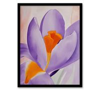Artery8 Crocus Flower Orange Lilac Abstract Watercolour Living Room Artwork Framed Wall Art Print A4