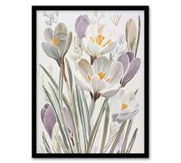 Artery8 Crocus Flowers in Bloom Artwork Pastel Bouquet Framed Art Print in White | Size: W12" x H16" Artery8 White W12" x H16"