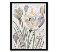 Artery8 Crocus Flowers in Bloom Artwork Pastel Bouquet Living Room Artwork Framed Wall Art Print 18X24 Inch