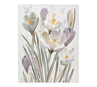 Artery8 Crocus Flowers in Bloom Artwork Pastel Bouquet Living Room Large Wall Art Poster Print Thick Paper 18X24 Inch