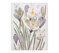 Artery8 Crocus Flowers in Bloom Artwork Pastel Bouquet Wall Art Print in White | Size: W12" x H16" Artery8 White W12" x H16"