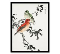 Artery8 Crossbill Birds Japanese Vintage Japan Framed Wall Art Print Kashu | Size: A4 Artery8 Multicolor A4