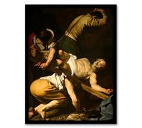 Artery8 Crucifixion of St. Peter By Caravaggio Framed Wall Art Print A4 : Reflective religious portrait radiating peace perfect for prayer space hallway or quiet living room