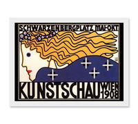 Artery8 Cultural Exhibition Vienna Austria Kunstschau Wien 1908 Vintage Advert Poster Artwork Framed Wall Art Print A4 in White Artery8 White