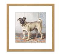 Artery8 Cunaeus Portrait Edwin Vom Rath's Pug Dog Painting 8X8 Inch Square Wooden Framed Wall Art Print Picture with Mount in Light Oak Artery8 Light Oak