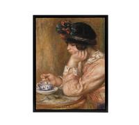 Artery8 Cup of Chocolate Renoir Vintage Black Framed Canvas Wall Art in Orange | Size: W18" x H24" Artery8 Orange W18" x H24"