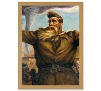 Curry Mural Abolitionist John Brown American Painting Artwork Framed Wall Art Print A4 Artery8 Light Oak One Size