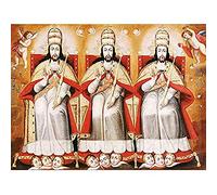 Artery8 Cusco School Enthroned Trinity As Three Identical Figures Unframed Wall Art Print Poster Home Decor Premium
