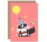 Artery8 Cute Badger Party Greetings Card in Pink Artery8 Pink