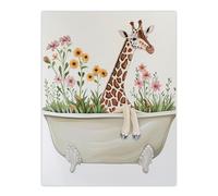 Artery8 Cute Boho Giraffe in Bathtub Filled with Flowers Bathroom Toilet Large Wall Art Poster Print Thick Paper 18X24 Inch