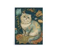 Artery8 Cute Cat With Floral Pattern Fur Canvas Wall Art Print | Size: W24" x H32" Artery8 Multicolor W24" x H32"