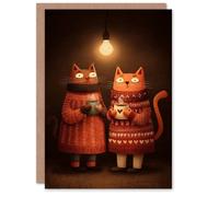 Artery8 Cute Cats in Cosy Jumpers With Hot Chocolate Valentine's Day Card
