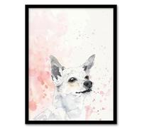 Artery8 Cute Chihuahua Dog Lover Watercolour Pink Pastel Living Room Artwork Framed Wall Art Print 18X24 Inch
