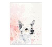 Artery8 Cute Chihuahua Dog Lover Watercolour Pink Pastel Wall Art Print in White | Size: W24" x H32" Artery8 White W24" x H32"