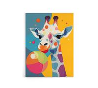 Artery8 Cute Colourful Giraffe With Balloon Canvas Wall Art Print | Size: W12" x H16" Artery8 Multicolor W12" x H16"