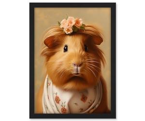 Artery8 Cute Dressed Up Guinea Pig Girls Bedroom Artwork Framed A3 Wall Art Print