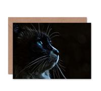 Artery8 Cute Face Head Whiskers Cat Art Blank Just to Say Card Artery8 Multicolor