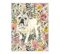 Artery8 Cute French Bulldog Dog Lover Floral Portrait Living Room Large Wall Art Poster Print Thick Paper 18X24 Inch
