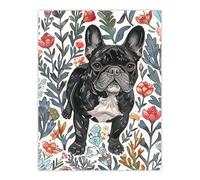 Artery8 Cute French Bulldog in Flower Garden Dog Lover Living Room Large Wall Art Poster Print Thick Paper 18X24 Inch