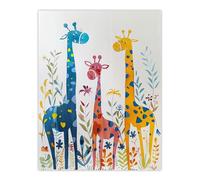Artery8 Cute Giraffe Family Blue Orange Pink Watercolour Kids Bedroom Nursery Extra Large XL Wall Art Poster Print