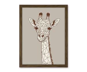 Artery8 Cute Giraffe Head Line Drawing Illustration Artwork Framed Wall Art Print 18X24 Inch
