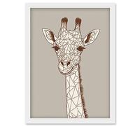 Cute Giraffe Head Line Drawing Illustration Artwork Framed Wall Art Print A4 Artery8 White One Size