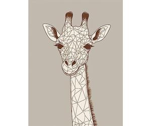 Artery8 Cute Giraffe Head Line Drawing Illustration Extra Large XL Wall Art Poster Print
