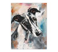Artery8 Cute Greyhound Whippet Dog Lover Pet Portrait Wall Art Print | Size: W12" x H16" Artery8 Multicolor W12" x H16"